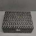 Deco 79 Mother of Pearl Shell Handmade Decorative Box Chevron Pattern Decorative Keepsake Boxes with Hinged Lid, Box 12", 8"W, Gray