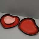 Tioncy 2 Set Heart Shaped Bowls and Plates Set Ceramic Dish Bowls Heart Dinner Plates Salad Bowls Dessert Appetizer Plates for Valentine Wedding Anniversary Baking Kitchen Party(Red, Pink)