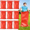 UNIFAMILY 10pcs Potato Sack Race Bags for Kids and Adults, 40 x 24 IN Outdoor Lawn Games Bags, Race Bag for Family, Outdoor Lawn Games for Adults and Kids, Carnival Easter Party Birthday (Red)