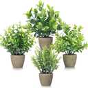 4 Pack Fake Plants Ceramic Mini Artificial Greenery Potted Plants for Home Decor Office Decor Room Decor Farmhouse Decor Indoor Table Bathroom Decor (Grey)
