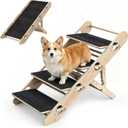 Dog Ramp for Bed, Foldable 15"x34" Solid Wood Pet Stairs for Small Dog
