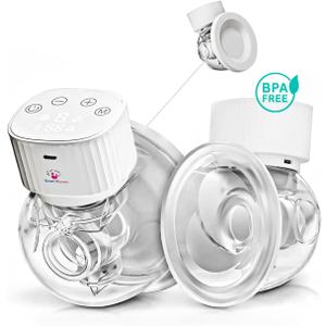 Wearable Breast Pump Double, Hands Free Breast Pump Electric, LCD, High Technology 3 Modes 9 Levels- Noise Reduction, Painless, Skin Friendly, BPA Free, 19mm+22mm Flange