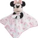 Disney Minnie Mouse White, Pink, and Aqua Rainbow and Heart Lovey Security Blanket (One Size)