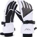 Ski Gloves for Men Women - Winter Snow Windproof Waterproof Skiing Snowboarding for Cold Weather Warm (X-Large, White)