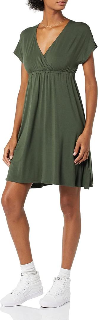 2 x Amazon Essentials Women's Surplice Dress (Available in Plus Size) (Dark Olive)