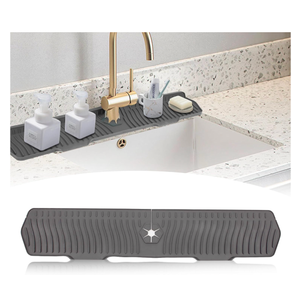 Sink Splash Guard,Longer Silicone Sink Mat for Kitchen Bathroom,Kitchen Faucet,Silicone Sink Faucet Mat Splash Guard, Drip Protector Splash Countertop (Grey)