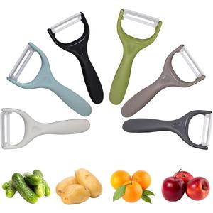 Trez Treamer 6-Pack Vegetable Peelers for Kitchen，Y Ceramic Peeler Safe Potato Peeler Set for Apple Veggie Carrot Fruit Zucchini Cucumber Peelers Bulk with Non-Slip Handle (Y)