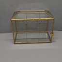 Okllen Glass Card Box with Slot, Large Gold Clear Card Box for Wedding Receptions, Decorative Storage Box with Lock for Baby Shower, Birthday Party, Bridal Shower