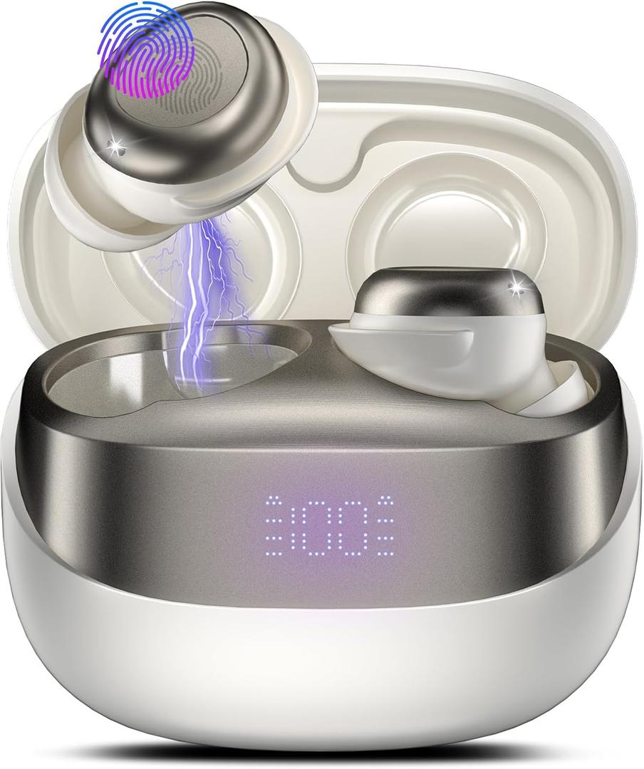Sleep Earbuds Bluetooth 5.4 in Ear Light-Weight Headphones, Mini Sleep Headphones Small Design for Side Sleepers, 47H Playtime with Charging Case, Clear Calls Earphones, IvoryWhite