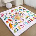 TreeBud Baby Play Mat - Thicken 50x50 Inch Soft Foam Crawling Mat for Playpen & Floor, Non-Slip Waterproof Playmats for Infants & Toddlers, Portable Foldable & Machine Washable, Dinosaur & Letters