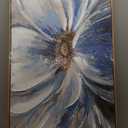 Blue Wall Art for Living Room Large White Flower Picture Wall Decor Canvas Art Wall Artwork Pictures for Bedroom Wall Decor Size 24x48(With Soild Wood Dark Framed)