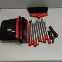 Broom with Dustpan Combo Set 54" Long Handle Adjustable Length Stainless Steel Broomstick Standing Dust Pan and Broom Set for Office Home Kitchen Lobby Floor Cleaning (Red and Black)