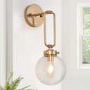 classy leaves Wall Sconces, God Globe Sconces Wall Lighting, 1-Light Gold Vanity Light with Clear Glass Shade for Hallway & Kitchen, 5 L x 10 W x 14.5 H