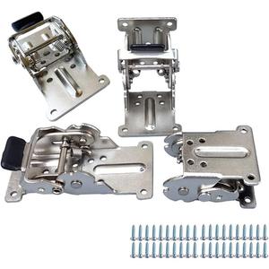 4 PCS Foldable Support Bracket -Self-Locking Hinge- Leg Fittings and Corner Brace- for Folding Legs -Folding Workbench- Fold Down Desk Extension in Kitchen (0-90-180 Degree, Silver)