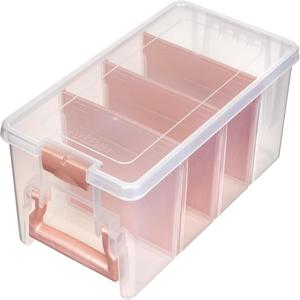ArtBin Semi Satchel Portable Craft Organizer with 3 Dividers - Clear Plastic Storage Case for Art & Craft Supplies (Pack of 1, Rose Gold)