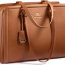 LOVEVOOK Laptop Bag for Women, Large Capacity Leather Computer Tote Bag, Waterproof Work Bags, Great Office Gifts for Women (15.6 Inch, Brown)