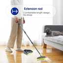 Adjustable Rubber Push Broom and Dustpan Set, Self Cleaning Indoor Outdoor Angle Brooms with Dust pan for Home, Long Handle for Floor Sweeping, Kids, Carpet Dog Cat Pets Offices Use