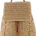 Goclothod Straw Backpack for Women Drawstring Shoulder Bag Bohemian Beach Handbags