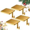 POLLY WALES Christmas Stocking Holders for Mantle Set of 4, Mantle Stocking Hangers Hanging Hooks, Stocking Hanger Base, Stocking Holder Hooks for Fireplace Tabletop Shelf Christmas Decoration (Gold)