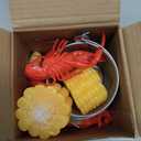 Gemscream 13 Pcs Crawfish Boil Party Supplies Fake Crawfish Party Decorations Lobster Cake Toppers Plastic Crayfish Potato Corn Metal Pail for Lobster Theme Birthday Festival Potluck