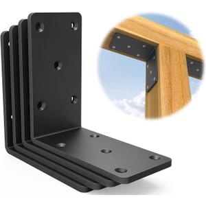 Heavy Duty Angle Bracket， (7PCS) L Bracket for Shelves Fence Pergola Post Wood，90 Degree Corner Brace for Floating Shelf Countertop Support