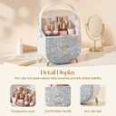Bling Makeup Organizers, Cosmetic Display Case with Clear Cover, Vanity Makeup Organizers for Lipstick Perfume Lotion and Skincare, Silver Diamond