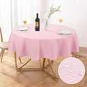 AUSSPVOCT Textured 50 Inch Round Tablecloth Up to 35'' Dia Tables, Waterproof Spill-Proof Wipeable Table Cloth Wrinkle Free Circle Dining Table Cover for Birthday Farmhouse Outdoor Party Tablecloths (Light Pink)