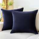 QUORGVES Navy Blue Velvet Pillow Covers 22x22 Inch Set of 2, Soft Solid Decorative Square Throw Pillow Covers, Decor Cushion Covers for Bed Sofa Couch Bedroom Living Room - Dark Blue