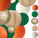 Green Orange Paper Lanterns Decorative 15pcs Party Hanging Decorations for Bachelorette Wedding Birthday Baby Shower Graduation Anniversary Green orangeThemed Room Decor (Green,orange,brown,gold,ivory White)
