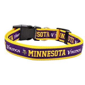 NFL Vikings Dog & Cat Collar - Medium, Shiny & Colorful, Licensed by The NFL