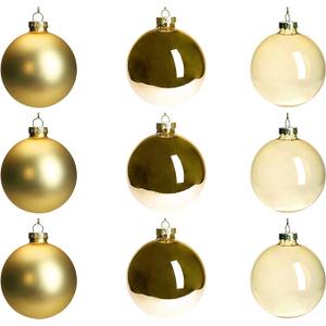 DN DECONATION Brown Glass Christmas Ball Ornaments, Set of 9, 3' Hanging Christmas Baubles for Xmas Tree Decoration, Wedding Party Gift