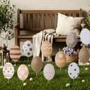 Jenaai 12 Pcs 8 Inch Large Easter Tree Decorations Retro Easter Egg Picks Plastic Nature Beige White Egg Ornaments for Tree Topper Home School Office Spring Holiday Party Vase Vintage Decor