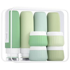 Travel Bottles for Toiletries 8 Pack, Tsa Approved Travel Size Toiletries 3 oz, Travel Containers for Toiletries, with Clear Bag, Leak Proof Silicone Squeezable Travel Essentials Creams Jars (Water Green)