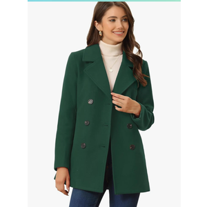 CHOUYATOU Women's Long Sleeves Double Breasted Button Winter Outerwear Pea Coat, Size  L