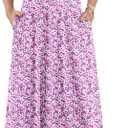 AUSELILY Womens Summer Dress 2025 Sleeveless V Neck Formal Party Evening Cocktail Long Dress with Pockets (X-Large, Pink Purple Flower)