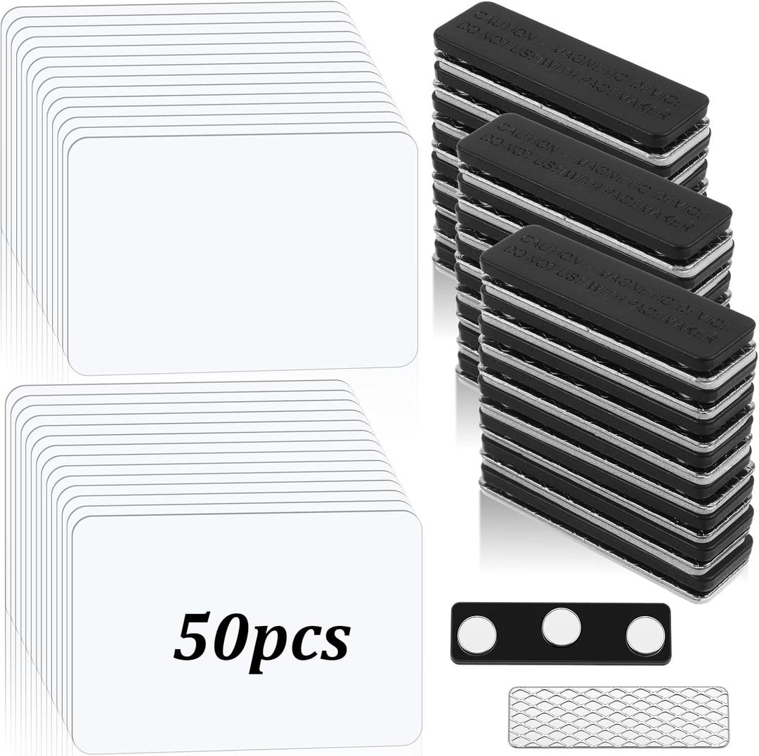 50 Pack Magnet Name Tags, 2.133.38 Inch Magnetic Name Tag Sublimation Blanks Magnetic Badge Holder for School, Conference Room, Office and Business Activity-Maximum Temperature Below 176 F