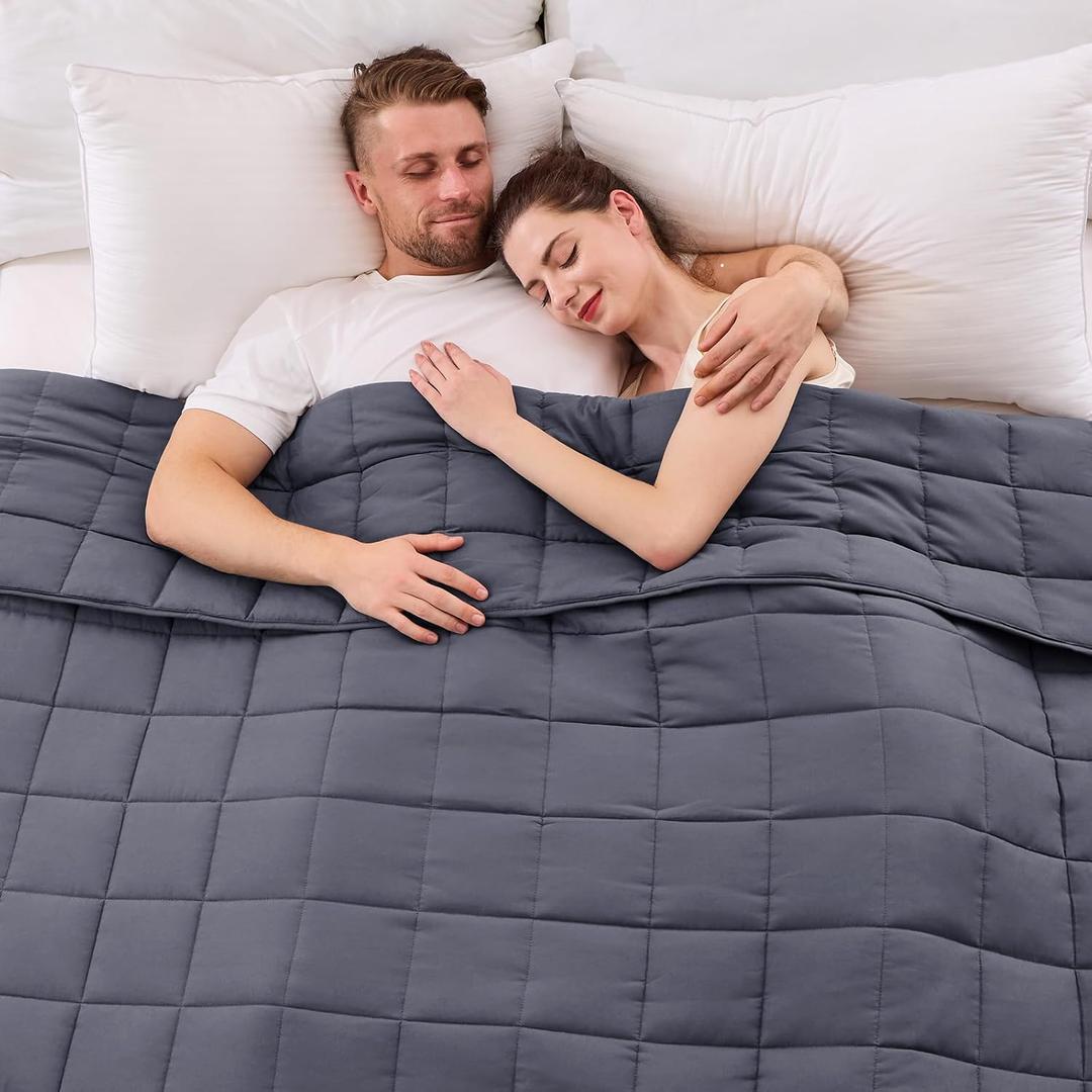 yescool Weighted Blanket for Adults (20 lbs, 88 x 104, Grey) Cooling Heavy Blanket for Sleeping Perfect for 190-210 lbs, Queen Size Breathable Blanket with Premium Glass Bead, Machine Washable
