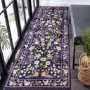 Runner Rug, 2x6 Washable Kitchen Rugs, Non-Slip Area Rugs for Bedroom Entryway Hallway, Vintage Floral Low Pile Rug Living Room, Purple