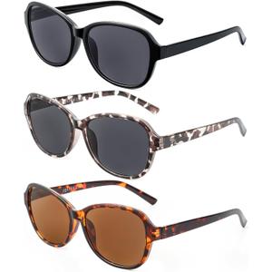 JOLISU 3 Pack Reading Sunglasses for Women, Sun Readers Glasses Spring Hinge Outdoor Sunglasses With UV400 Protection