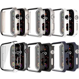 6 Pack Case Tempered Glass Screen Protector for Apple Watch Cover Series 10 9 8 7 6 5 4 3 2 1 SE Ultra 38mm 40mm 41mm 42mm 44mm 45mm 46mm 49mm, Thin Scratch Resistant Full Protective Hard PC Bumper (Black/Blue/Starlight/Silver/White/Clear)