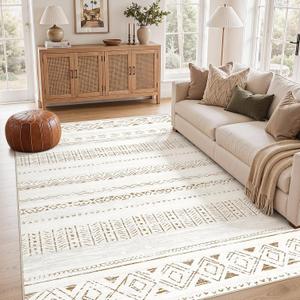 Boho 5x7 Area Rugs for Living Room: Soft Moroccan Washable Rug
