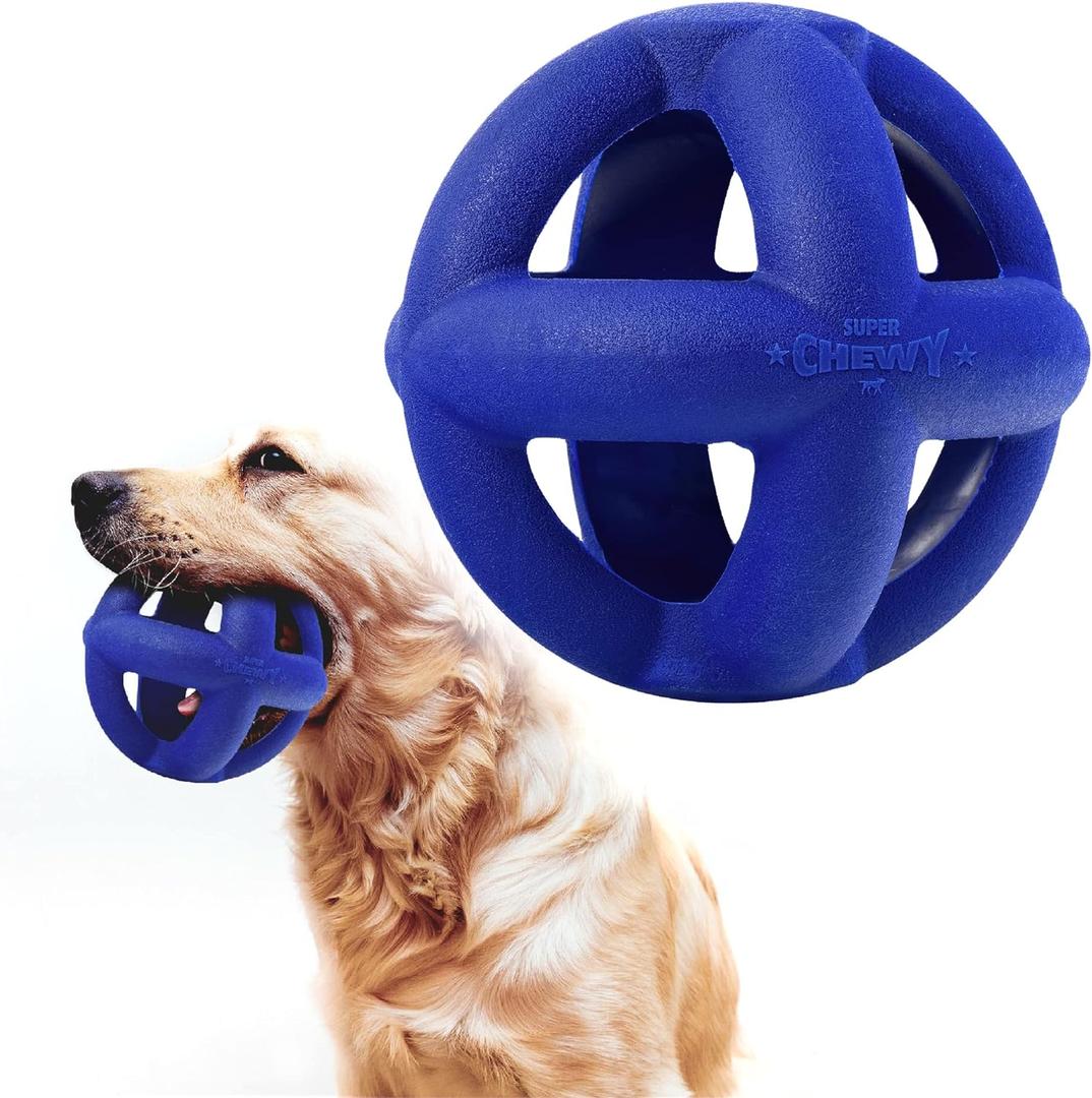 SuperChewy Tough Dog Cage Ball Toy | Lifetime Replacement | Strong Natural Rubber | Great Dog Fetch Toy | Chew Toys for Dogs | Ultra Durable Chew Toys for Aggressive Chewers | For Large Breeds (Large - 4 Inch / 8.5 oz) SuperChewy Tough Dog Cage Ball Toy | Lifetime Replacement | Strong Natural Rubber | Great Dog Fetch Toy | Chew Toys for Dogs | Ultra Durable Chew Toys for Aggressive Chewers | For Large Breeds (Large - 4 Inch / 8.5 oz)
