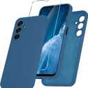 YENAPOON for Samsung Galaxy A16 5G Case, Silicone Phone Case with 1 Screen Protector, Soft Anti-Scratch Microfiber Lining, Full Body Shockproof Slim Cover, Navy Blue