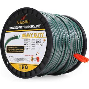 A Anleolife 3-Pound Heavy Duty Sawtooth 140-mil-by-328-ft Dual Core String Serrated Trimmer Line Spool for Walk Behind Wheeled Mowers with Built-in Line Cutter