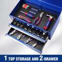 WORKPRO Tool Box with Drawers, 18 Inch with 2 Drawers and 1 Top Storage, Portable Toolbox with Metal Latch and Liner for Garage, Office and Home Storage, 100 LBS Load Capacity (Totally)