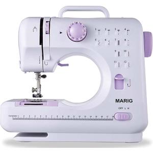 Mini Sewing Machine for Beginners Small Portable Electric Sewing Machines with 2 Speed 12 Built-in Stitch Patterns MARIG FHSM-505 (Purple)