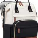 LOVEVOOK Laptop Backpack for Women, 15.6 Inch Work Business Backpacks Purse With Large Capacity, Waterproof Nurse Bag College Bookbag for School, Waterproof Casual Daypack for Travel (Beige-black)