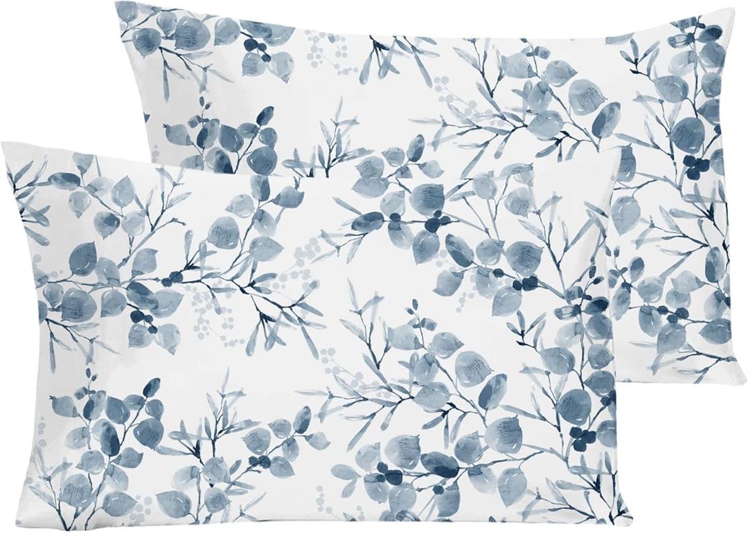 YIYEA Standard Pillow Cases Set of 2, Ultra Soft Double Brushed Microfiber Pillowcases Standard, Floral Bed Pillow Covers, Fade Resistant, Easy Slip-On (20"x26") (11# Plants)