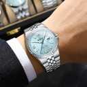 Men's Modern Wristwatch with 3D Textured Dial, Luminous Hands, 30M Water Resistant, Stainless Steel Strap Quartz Movement, 40mm Slim Designv