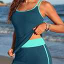 Yonique Women Tankini Swimsuit with Shorts - Two Piece Tummy Control Bathing Suit with Pockets 2026 Swimwear (Blue, S)